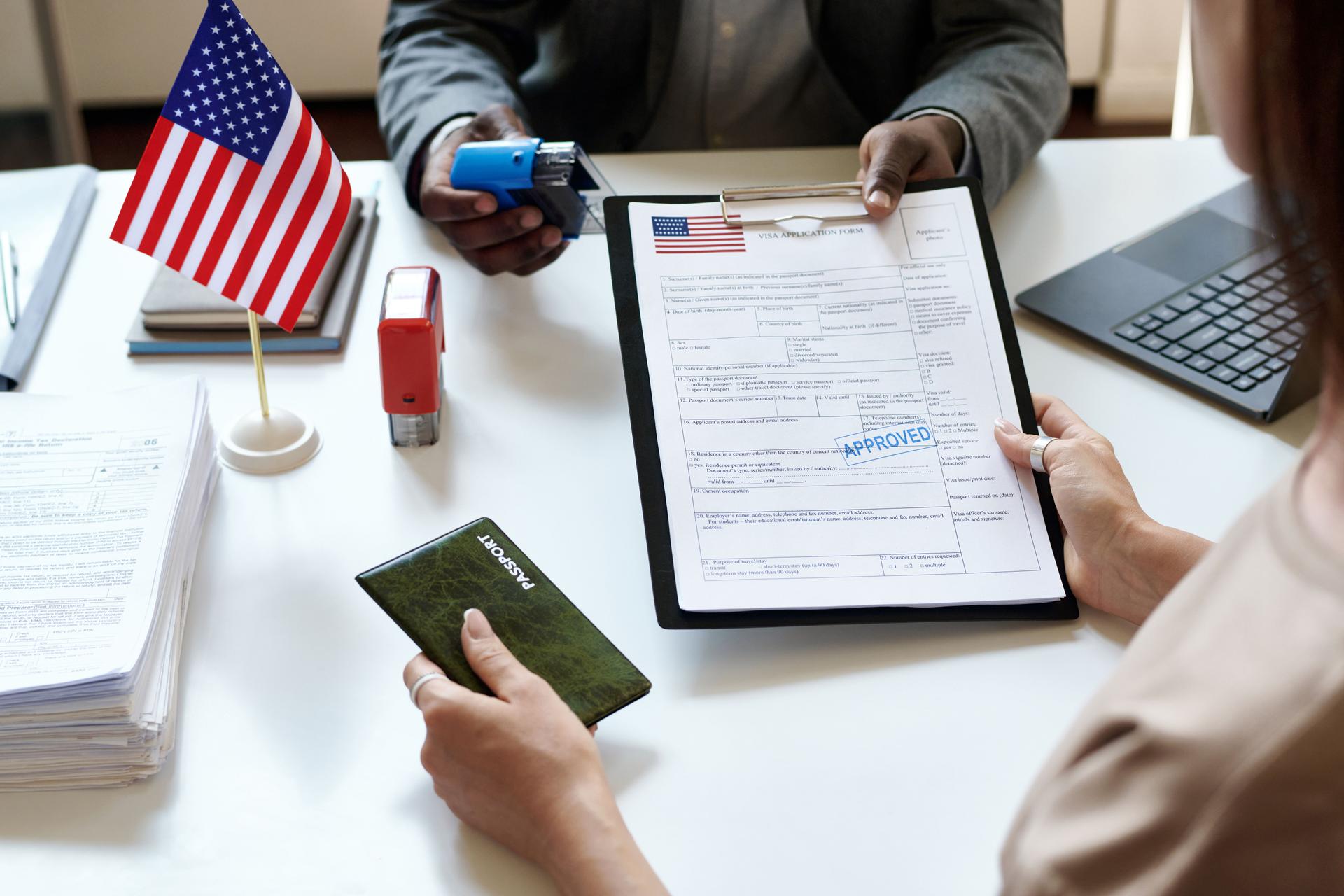 Woman getting her international documents
